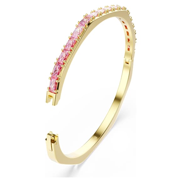 Matrix 手镯, 长方形切割, 八边形, 粉红色, 金色饰面 - Swarovski, 5720624