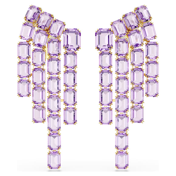 Millenia Ohrclips, Oktagon-Schliff, Chandelier, Violett, 18K Goldbeschichtet - Swarovski, 5720837