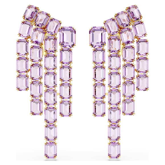 Millenia Ohrclips, Oktagon-Schliff, Chandelier, Violett, Goldlegierungsschicht - Swarovski, 5720837