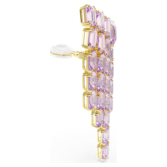 Millenia 夹式耳环, 八角形切割，枝形吊灯, 紫色, 金色饰面 - Swarovski, 5720837