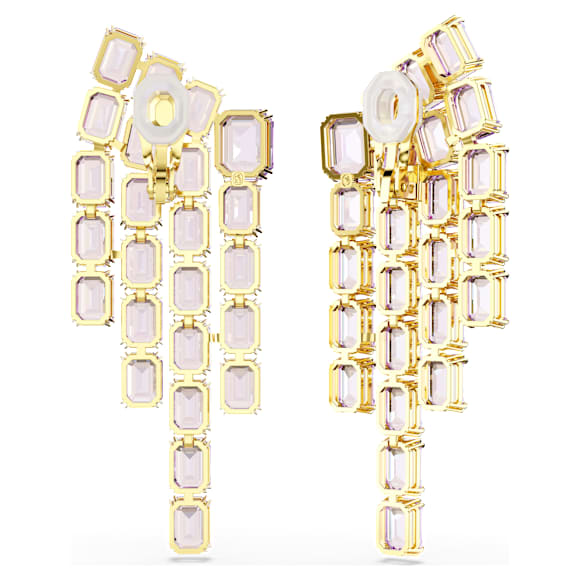 Orecchini a clip Millenia, Taglio Octagon, lampadario, Viola, Finitura oro 18K - Swarovski, 5720837