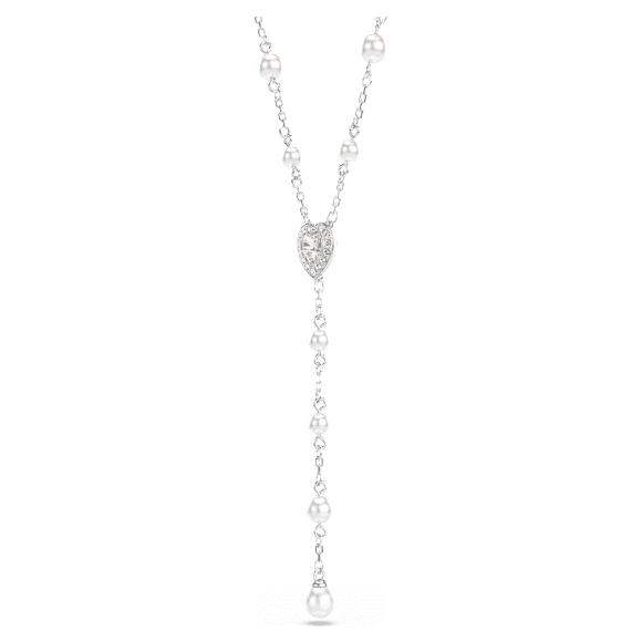 Ariana Grande x Swarovski Y-Halskette, Verschiedene Schliffe, Kristallperle, Herz, Weiß, Rhodiniert - Swarovski, 5720855