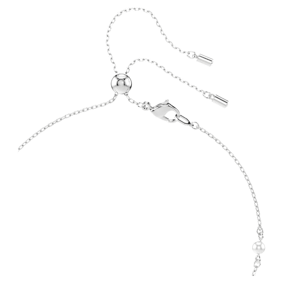 Collar en Y Ariana Grande x Swarovski, Tallas mixtas, Crystal Pearl, Corazón, Blanco, Baño de rodio - Swarovski, 5720855