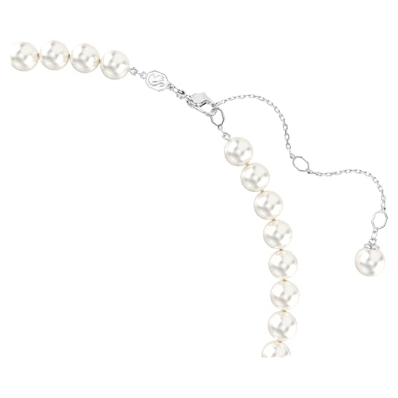 Ariana Grande x Swarovski necklace, Crystal pearl, Heart cut, Heart, White, Rhodium plated - Swarovski, 5720858