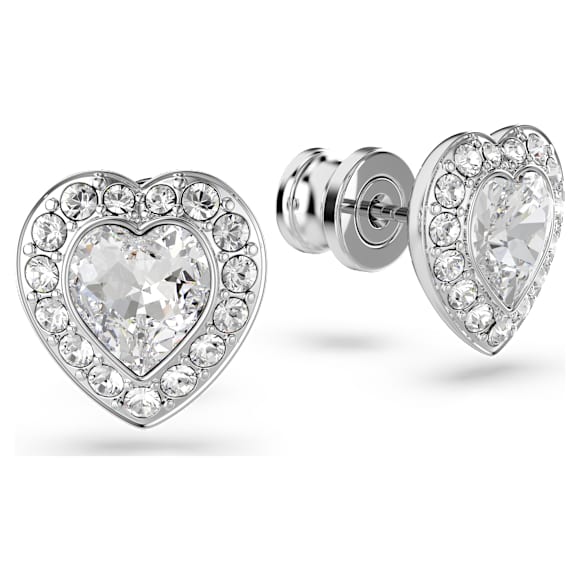 Ariana Grande x Swarovski 스터드 이어링, 믹스 컷, 하트, 화이트, 로듐 플래팅 - Swarovski, 5720859