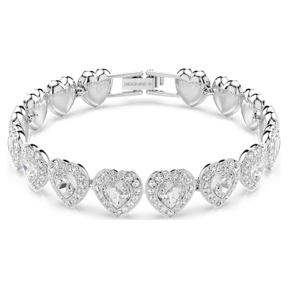 Ariana Grande x Swarovski Tennis bracelet, Mixed cuts, Heart, White, Rhodium plated - Swarovski, 5720860