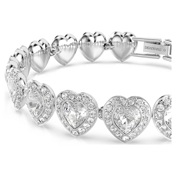 Ariana Grande x Swarovski Tennis bracelet, Mixed cuts, Heart, White, Rhodium plated - Swarovski, 5720860