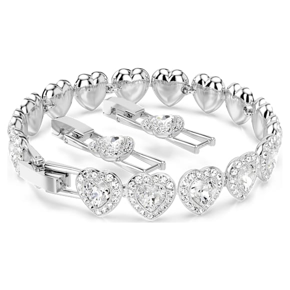 Ariana Grande x Swarovski Tennis bracelet, Mixed cuts, Heart, White, Rhodium plated - Swarovski, 5720860