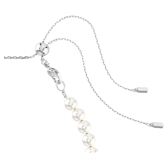 Ariana Grande x Swarovski Tennis choker, Mixed cuts, Crystal pearl, Heart, White, Rhodium plated - Swarovski, 5720861