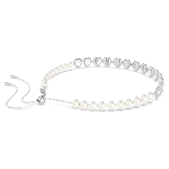 Choker Tennis Ariana Grande x Swarovski, Tailles diverses, Crystal pearl, Cœur, Blanc, Métal rhodié - Swarovski, 5720861