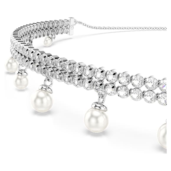 Ariana Grande x Swarovski choker, Crystal pearl, Round cut, White, Rhodium plated - Swarovski, 5720865