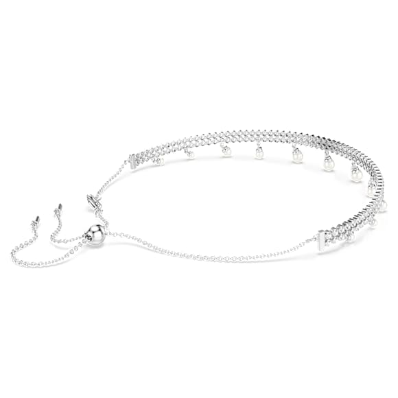 Τσόκερ Ariana Grande x Swarovski, Crystal pearl, Στρογγυλή κοπή, Λευκό, Επιμετάλλωση ροδίου - Swarovski, 5720865