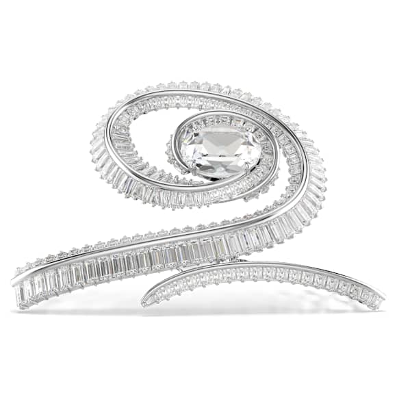 Ariana Grande x Swarovski hair clip, Crystal pearl, Baguette cut, White, Rhodium plated - Swarovski, 5720867