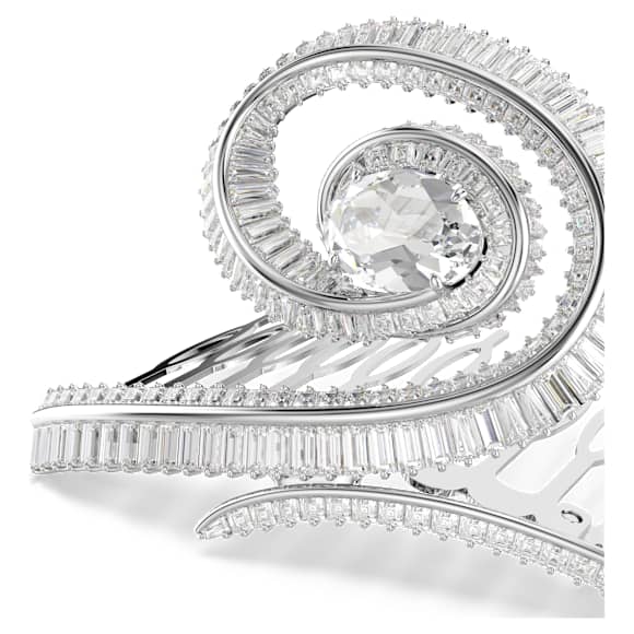 Ariana Grande x Swarovski hair clip, Crystal pearl, Baguette cut, White, Rhodium plated - Swarovski, 5720867