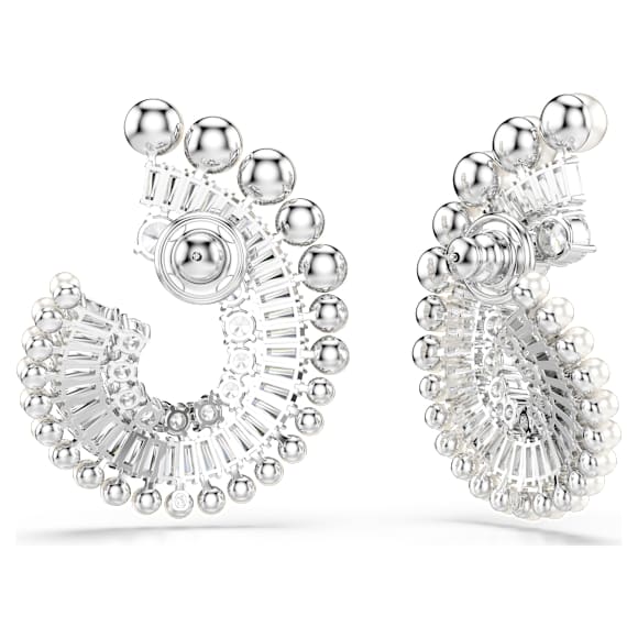 Ariana Grande x Swarovski 드롭 이어링, 크리스털 펄, 믹스 컷, 크리스털 펄, 화이트, 로듐 플래팅 - Swarovski, 5720869