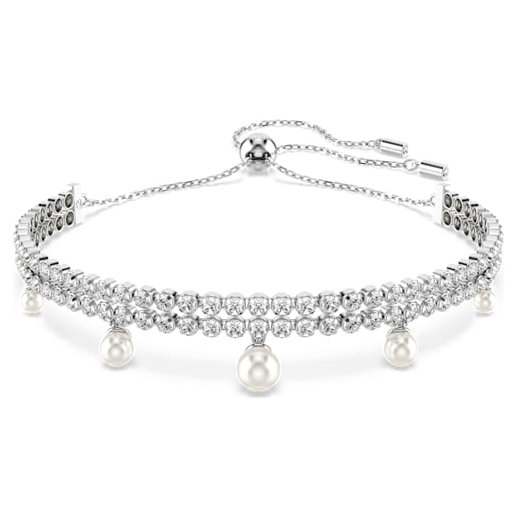 Ariana Grande x Swarovski bracelet, Crystal pearl, Round cut, White, Rhodium plated - Swarovski, 5720870
