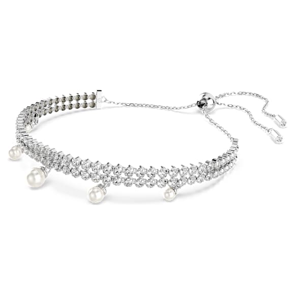 Ariana Grande x Swarovski bracelet, Crystal pearl, Round cut, White, Rhodium plated - Swarovski, 5720870