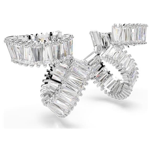 Σετ σκουλαρίκια-χειροπέδα Ariana Grande x Swarovski, Κοπή Baguette, Λευκές, Επιμετάλλωση ροδίου - Swarovski, 5720872