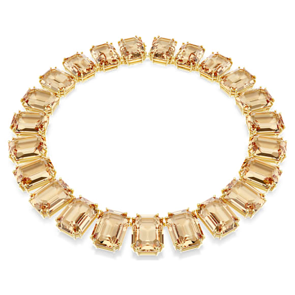 Millenia Tennis necklace, Oversized crystals, Octagon cut, Caramel, Gold-tone plated - Swarovski, 5720911