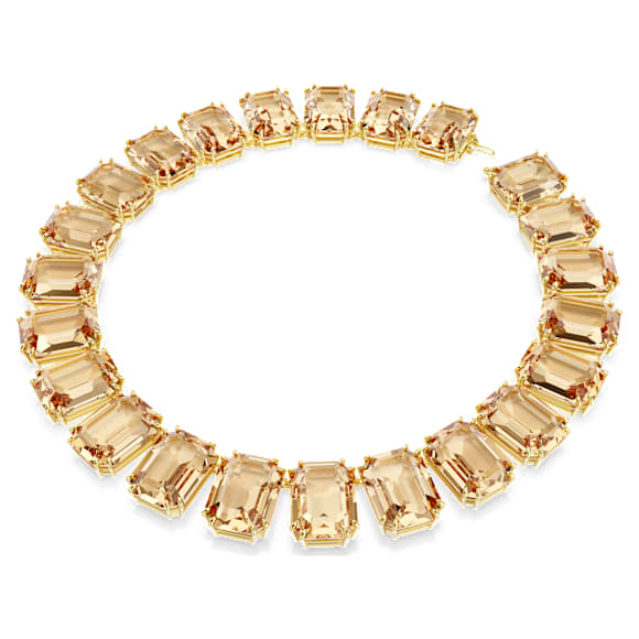 Millenia Tennis necklace, Oversized crystals, Octagon cut, Caramel, Gold-tone plated - Swarovski, 5720911