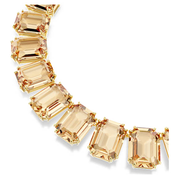 Millenia Tennis necklace, Oversized crystals, Octagon cut, Caramel, Gold-tone plated - Swarovski, 5720911