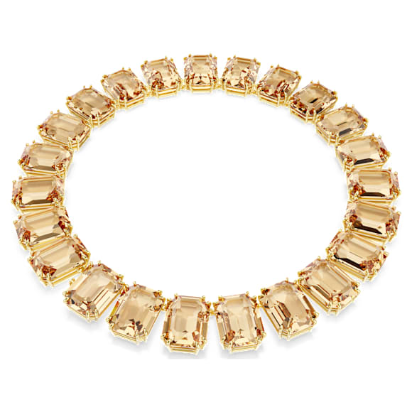 Millenia Tennis necklace, Oversized crystals, Octagon cut, Caramel, Gold-tone plated - Swarovski, 5720911