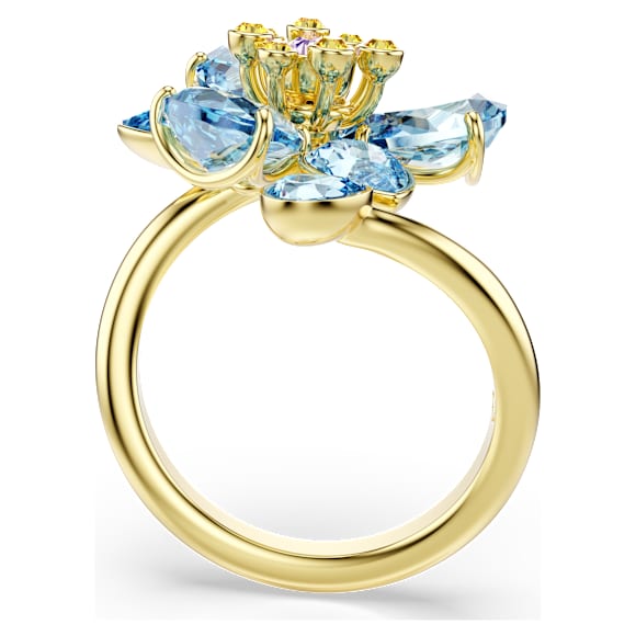 Otwarty pierścionek Idyllia, Szlify różnorodne, Kwiat, Niebieski, Wykończenie z 18-karatowego złota - Swarovski, 5721584