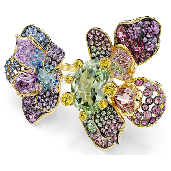 Idyllia Yüzük, Karışık kesimler, Pavé, Çiçek, Çok renkli, 18k altın rengi yüzey - Swarovski, 5721592
