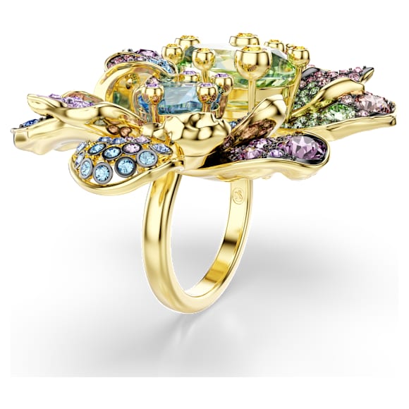 Idyllia Yüzük, Karışık kesimler, Pavé, Çiçek, Çok renkli, 18k altın rengi yüzey - Swarovski, 5721592