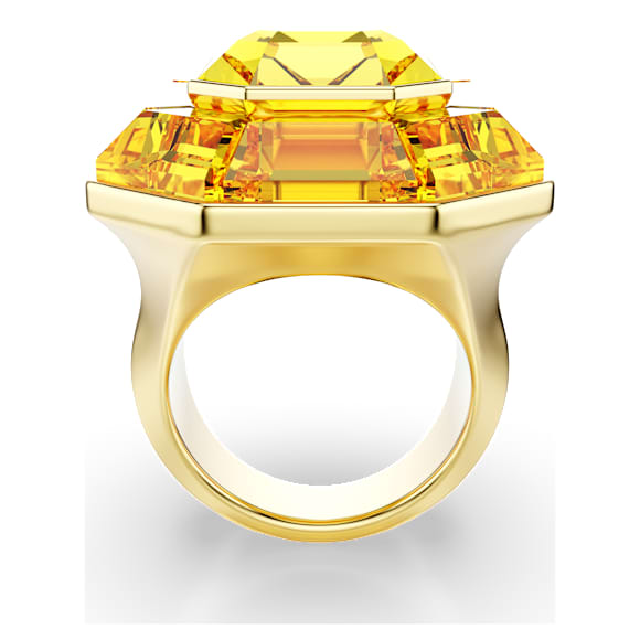 Anello cocktail Lucent, Forma ottagonale, Giallo, Placcato color oro - Swarovski, 5721603