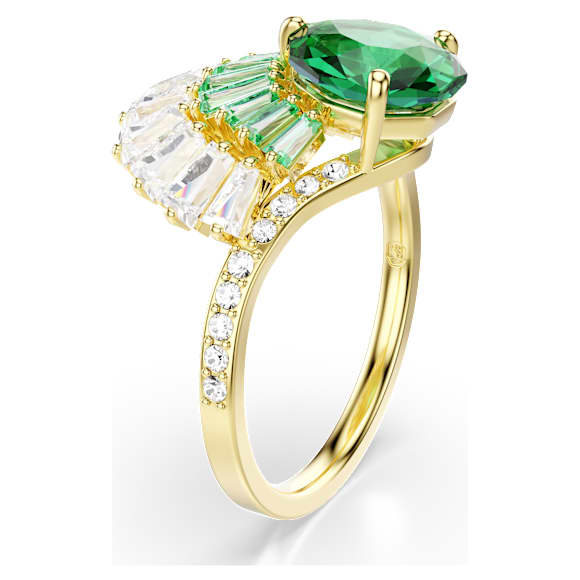 Idyllia ring, Mixed cuts, Shell, Green, 18K gold finish - Swarovski, 5721611