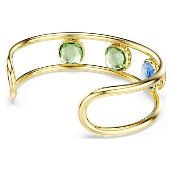 Bracciale rigido Chroma, Taglio Cushion, Multicolore, Finitura oro 18K - Swarovski, 5721649