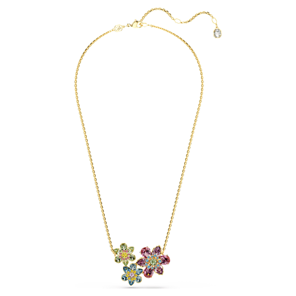 Idyllia pendant, Mixed cuts, Flower, Multicolored, Gold-tone plated - Swarovski, 5721668