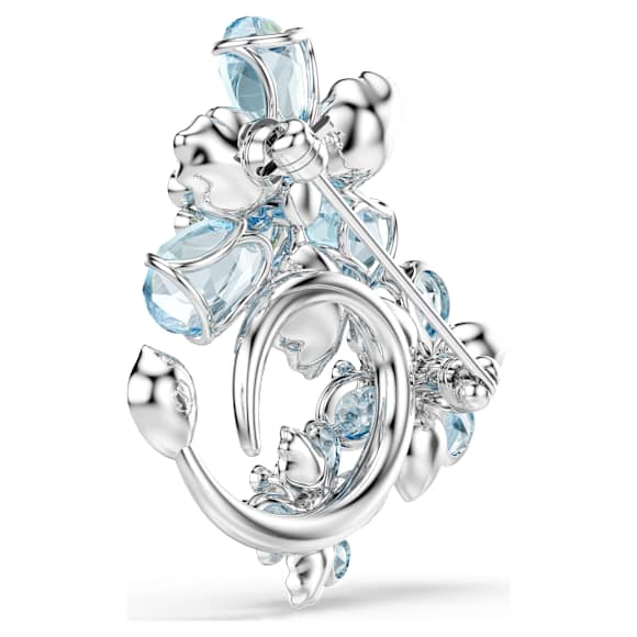 Idyllia 胸针, 混合切割, 花朵, 蓝色, 镀铑 - Swarovski, 5722097