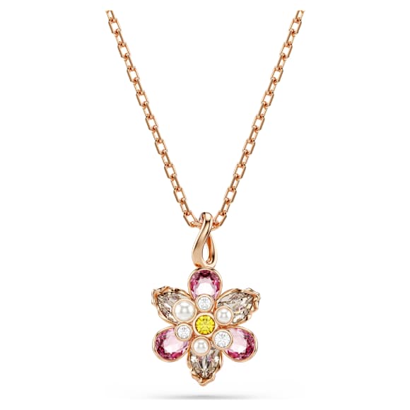 Idyllia 链坠, 混合切割, 花朵, 流光溢彩, 镀玫瑰金色调 - Swarovski, 5722102