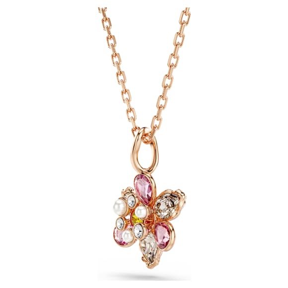 Idyllia 链坠, 混合切割, 花朵, 流光溢彩, 镀玫瑰金色调 - Swarovski, 5722102