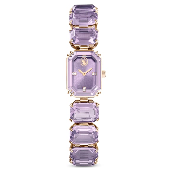 Relógio, Pulseira com lapidação octogonal, Roxo, Acabamento em