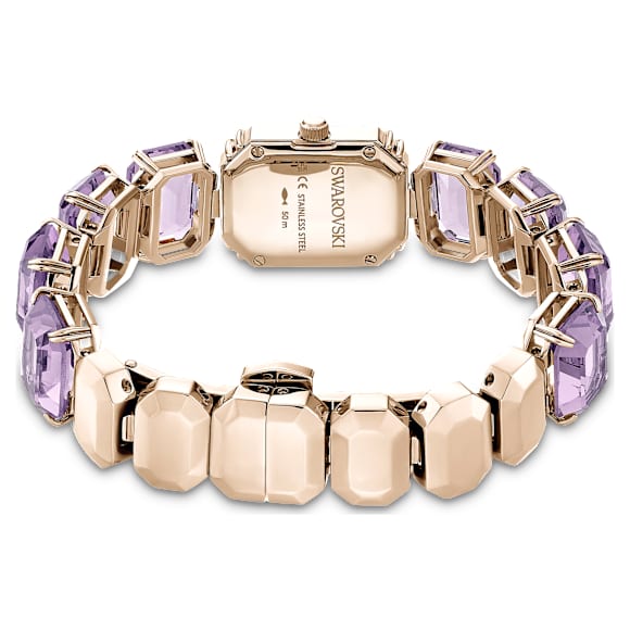 Orologio, Bracciale con taglio Octagon, Viola, Finitura in tonalità champagne dorato - Swarovski, 5722364
