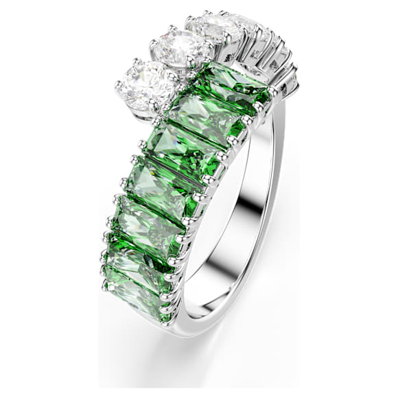 Matrix 戒指, 混合切割, 绿色, 镀铑 - Swarovski, 5722456