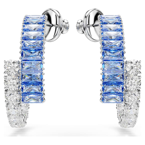 Kruhové náušnice Matrix, Různé výbrusy, Modrá, Pokoveno rhodiem - Swarovski, 5722459