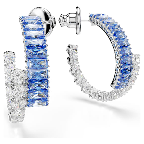 Kruhové náušnice Matrix, Různé výbrusy, Modrá, Pokoveno rhodiem - Swarovski, 5722459