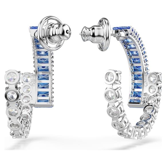 Kruhové náušnice Matrix, Různé výbrusy, Modrá, Pokoveno rhodiem - Swarovski, 5722459