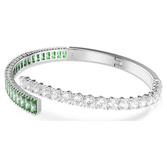 Matrix bangle, Mixed cuts, Green, Rhodium plated - Swarovski, 5722460