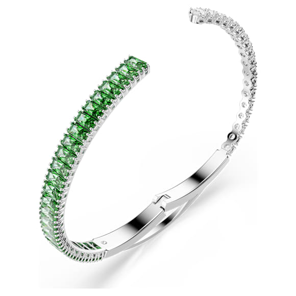 Matrix bangle, Mixed cuts, Green, Rhodium plated - Swarovski, 5722460