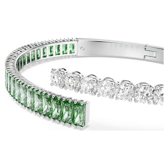 Matrix bangle, Mixed cuts, Green, Rhodium plated - Swarovski, 5722460