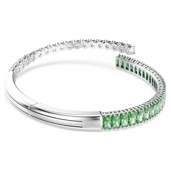 Matrix bangle, Mixed cuts, Green, Rhodium plated - Swarovski, 5722460