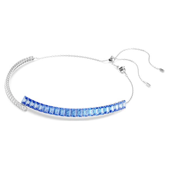 Matrix 束颈项链, 混合切割, 蓝色, 镀铑 - Swarovski, 5722464