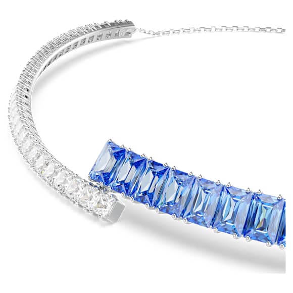 Matrix 束颈项链, 混合切割, 蓝色, 镀铑 - Swarovski, 5722464