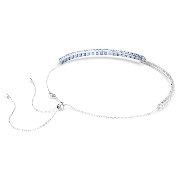 Matrix 束颈项链, 混合切割, 蓝色, 镀铑 - Swarovski, 5722464