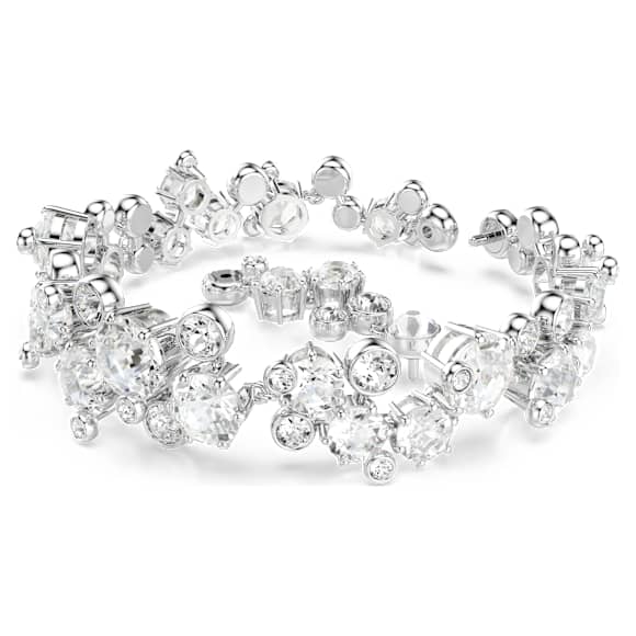Náramek Constella, Různé výbrusy, Bílá, Pokoveno rhodiem - Swarovski, 5722469